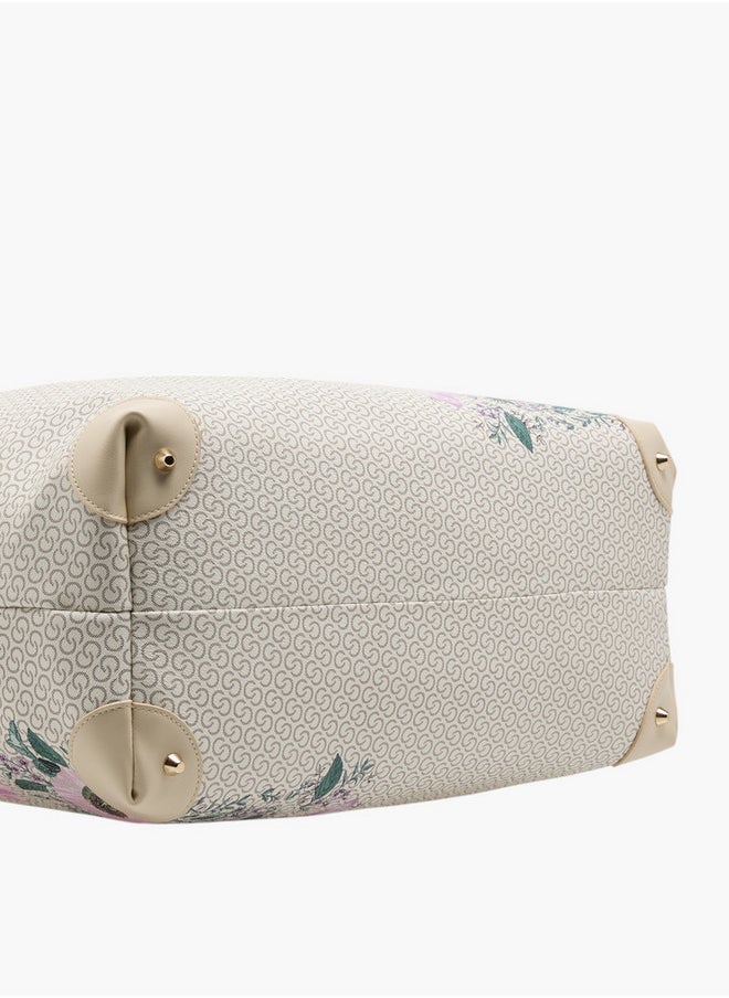 Celeste - Celeste Monogram Print Duffle Bag with Double Handles and Zip Closure - Image 1