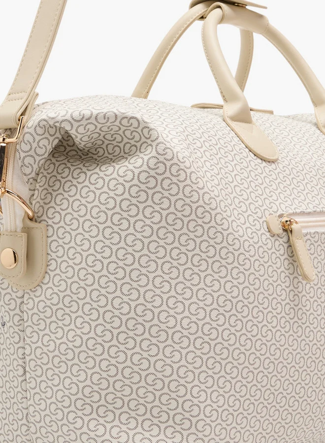 Celeste Celeste Monogram Print Duffle Bag with Double Handles and Zip Closure