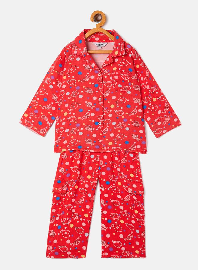 ستايلو بج طقم بيجامة وقميص بياقة بطبعة سمك أكوا من ستايلو باغ - Image 1