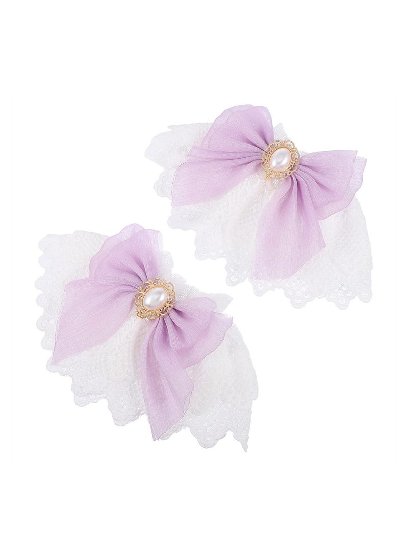 SYOSI 1 Pair Lolita Sleeves Lady Wrist Cuffs, Wrist Gloves Cover Short Wrist Cuff Fake arm Sleeves Fake Sleeve Pleated Wrist Cuffs Bride Dress Girl Detachable Lace Trumpet  - Image 1