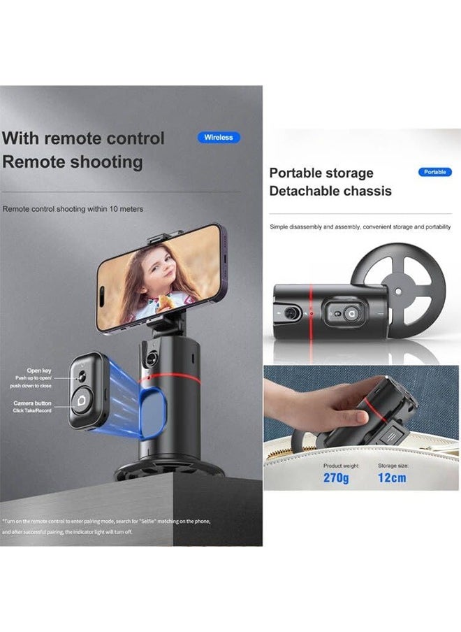 Generic - Auto Tracking Phone Holder,360° Rotation Phone Camera Mount Smart Shooting Tracking Holder with Remote Selfie Stick for iPhone Android Stabilizer Shooting Live,No App,Rechargeable - Image 1