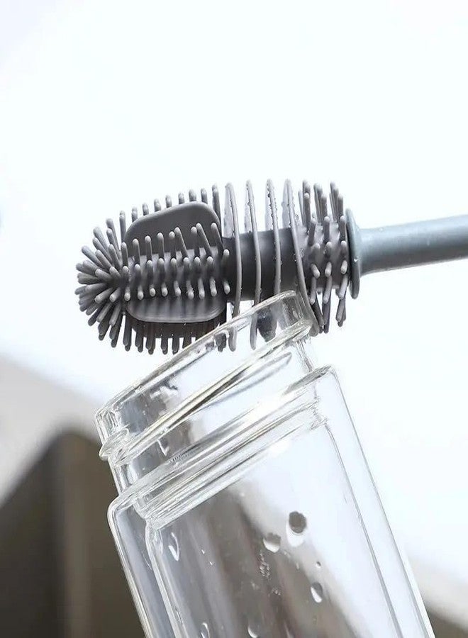 Drumstone (𝗦𝗽𝗲𝗰𝗶𝗮𝗹 𝟭𝟬 𝗬𝗲𝗮𝗿𝘀 𝗪𝗮𝗿𝗿𝗮𝗻𝘁𝘆) Multipurpose Silicone Bottle Brush with Long Handle - Soft Cleaner for Bottles, Glassware & More. Scratch-Free, Odor-Resistant - Image 2