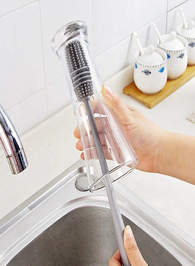 Drumstone (𝗦𝗽𝗲𝗰𝗶𝗮𝗹 𝟭𝟬 𝗬𝗲𝗮𝗿𝘀 𝗪𝗮𝗿𝗿𝗮𝗻𝘁𝘆) Multipurpose Silicone Bottle Brush with Long Handle - Soft Cleaner for Bottles, Glassware & More. Scratch-Free, Odor-Resistant - Image 3