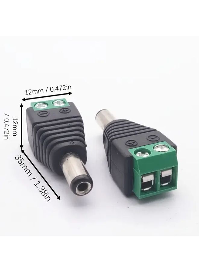 2 Pcs Female Dc Power Connectors No Soldering Green Terminal Block Adapter With Screw Lock Dc5.5mm Male To Female And Female To Green Terminal Heavy Duty Plug And Play For Security Cameras Monitors Home Theater Easy Installation - Image 2