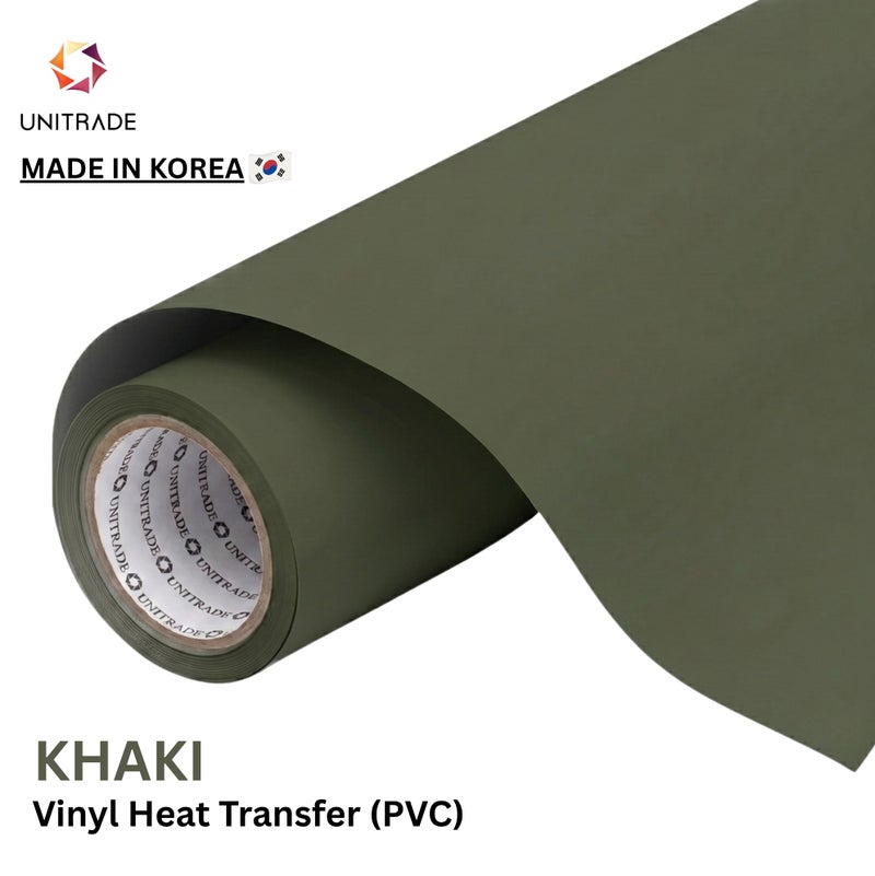 UNITRADE® Easy Cut (PVC) Khaki Heat Transfer Vinyl Roll / Compatible with Cricut, Silhouette, Professional Cutters / CPSIA Certified / Made in Korea - Image 1
