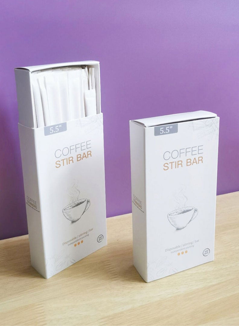 ميبرو مجموعة أعواد خشبية لتحريك القهوة مكونة من 100 قطعة بني - Image 5