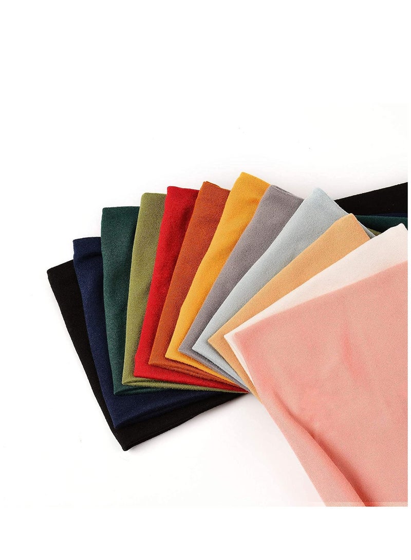 إسكدنيا 12PCS Women's Headbands Athletic Yoga Workout Sports Exercise Headband Elastic Non Slip Sweat Wicking Summer Cloth Hair Bands - Image 3