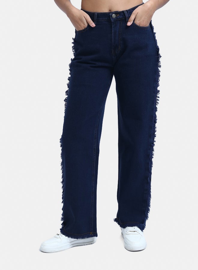 RAVIN High Waist Mom-Fit Jeans with Tassel - Image 1