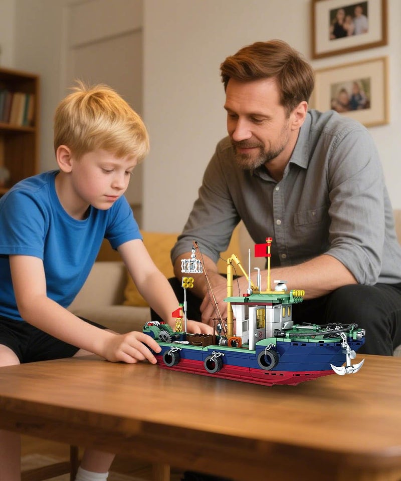 Mov stone City Ocean Fishing Boat Building Sets, Compatible with Lego City Boat, Sea Fishing Ship Building Set Collection Decoration, Gifts for Boys 6-12 Years Old (582 Pcs) - Image 5