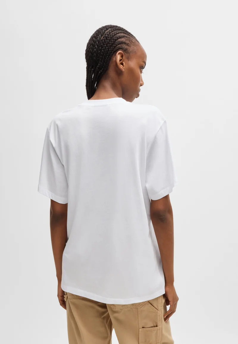 هوجو Cotton-jersey T-shirt with logo badge