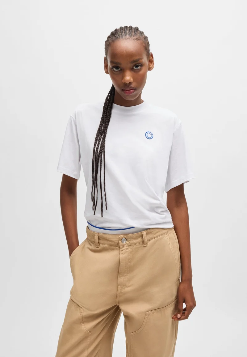 HUGO Cotton-jersey T-shirt with logo badge