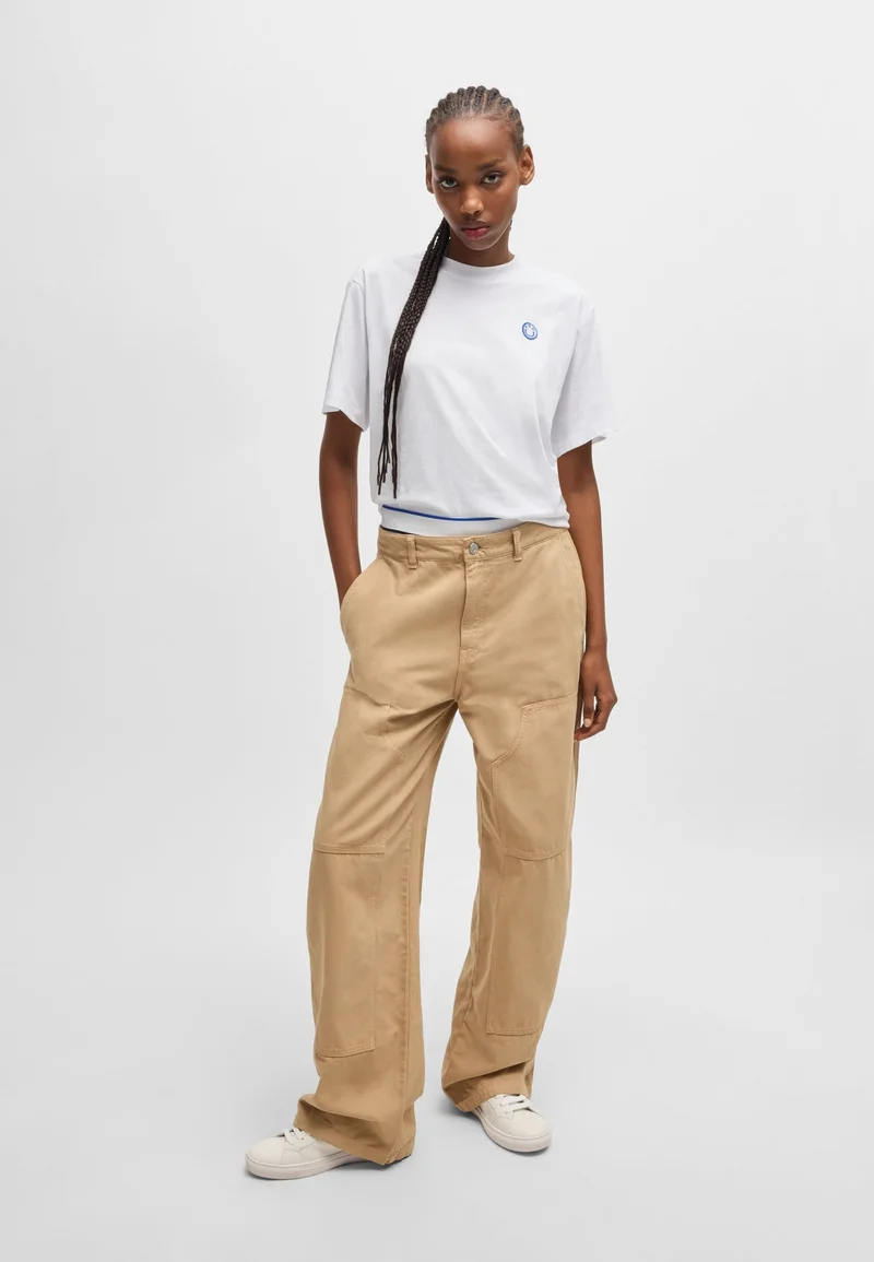 HUGO White Cotton-jersey T-shirt with Happy HUGO logo for Women | Best Price UAE