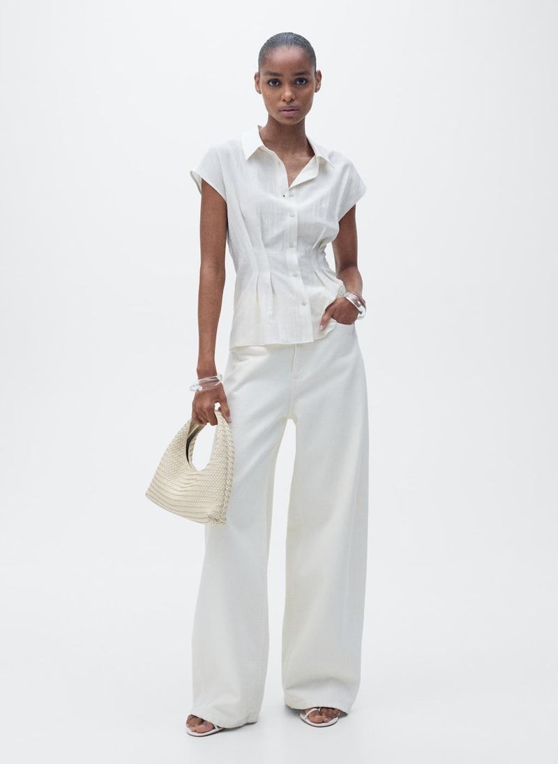 MANGO Short-Sleeved Pleated Shirt  - Image 4