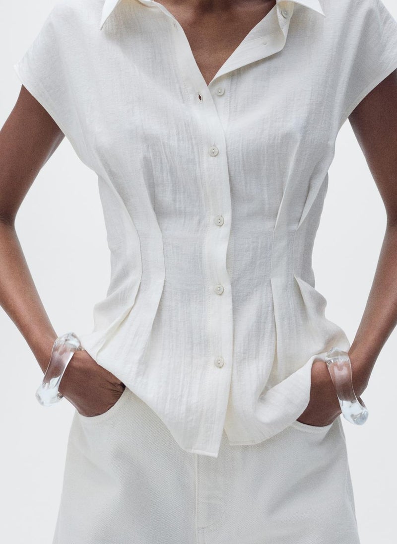 MANGO Short-Sleeved Pleated Shirt  - Image 3