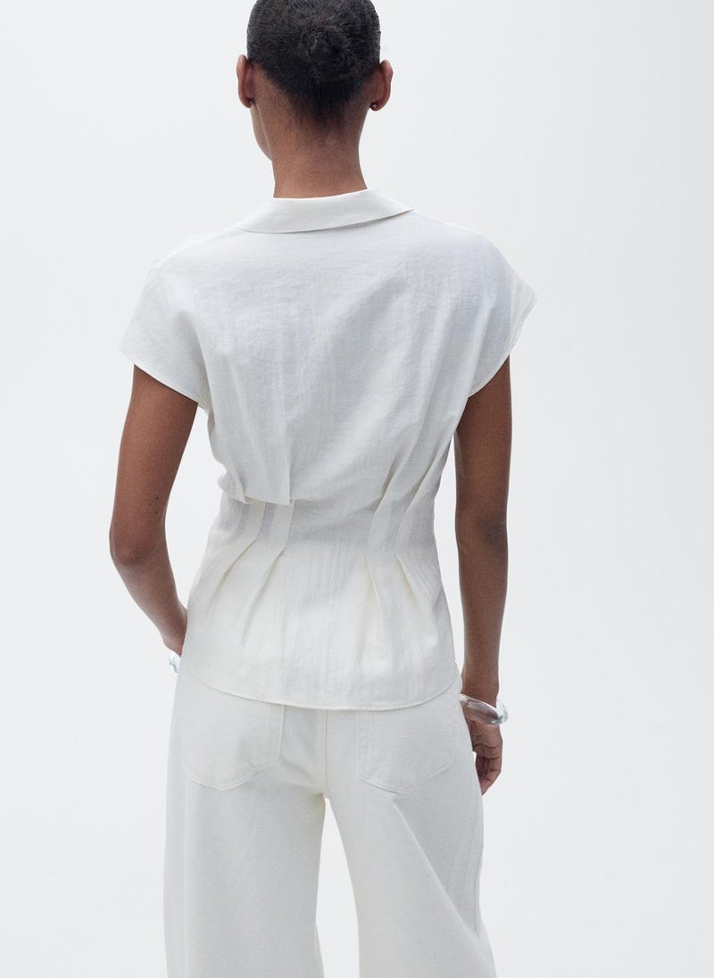 MANGO Short-Sleeved Pleated Shirt  - Image 2