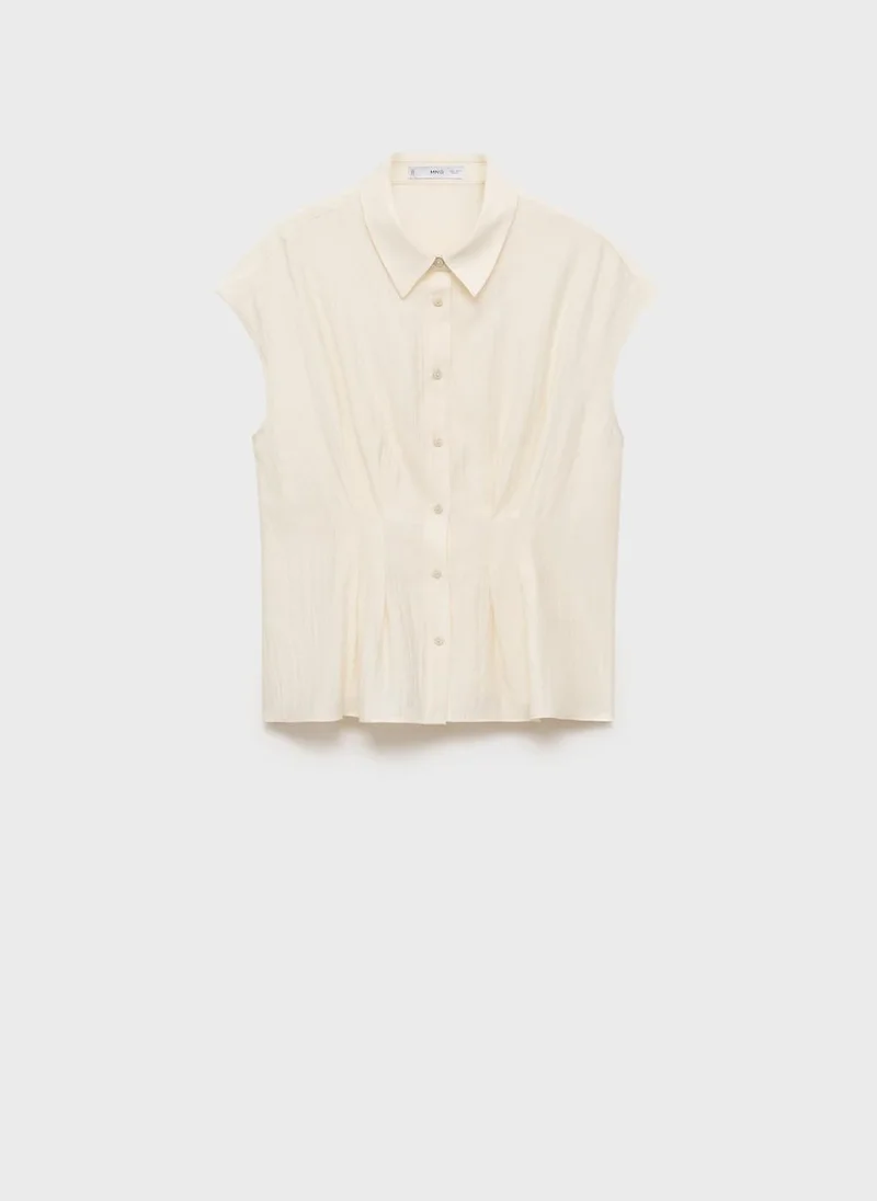 MANGO Short-Sleeved Pleated Shirt