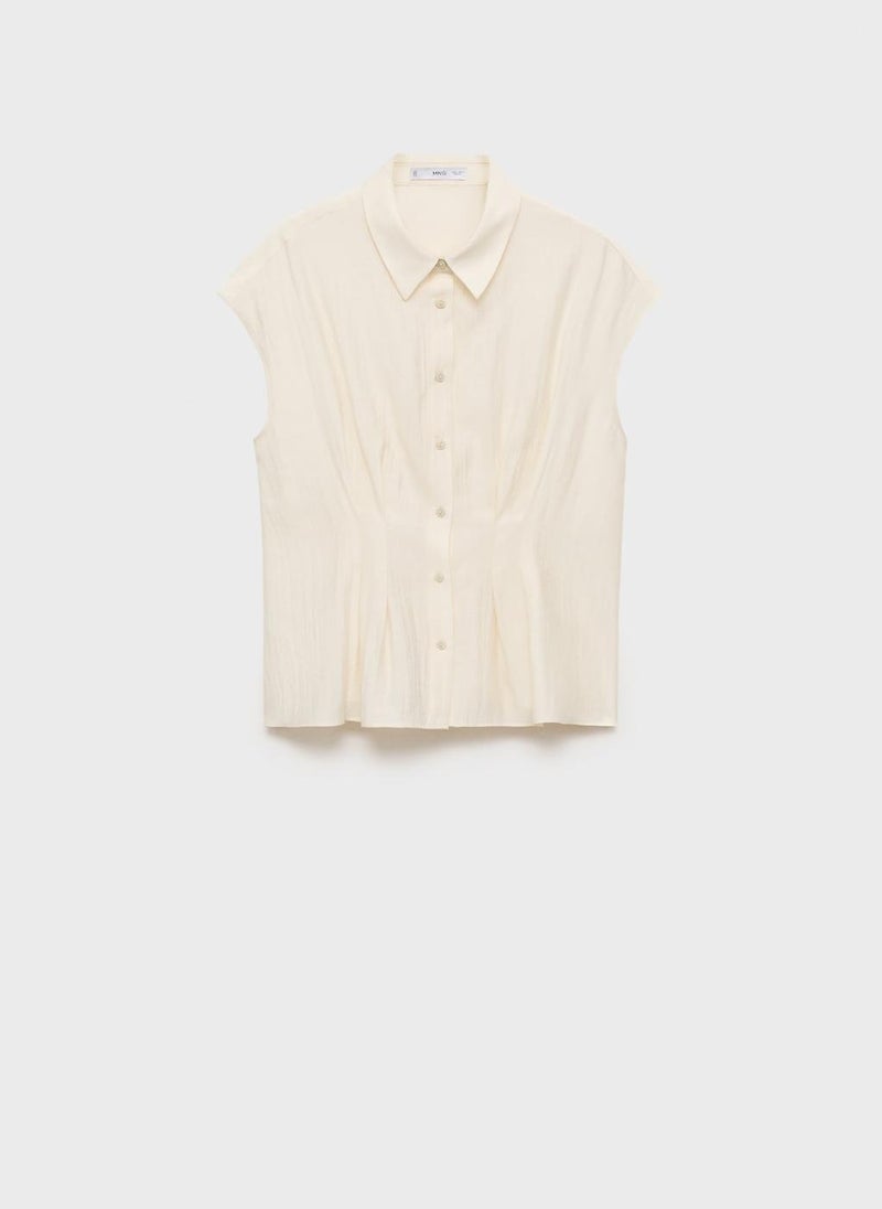 MANGO Short-Sleeved Pleated Shirt  - Image 5