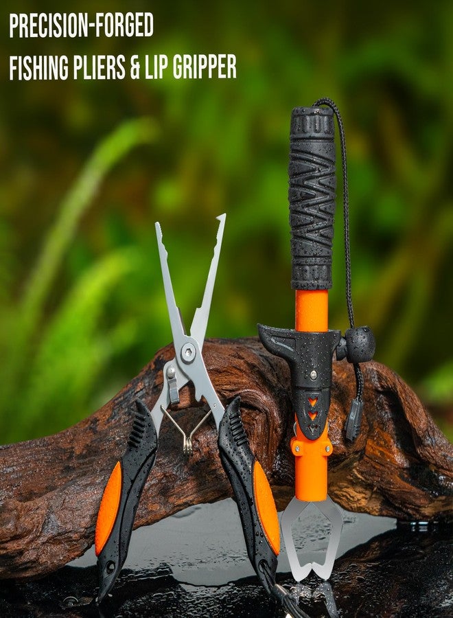 THKFISH طقم صنارة وبكرة صيد من THKFISH مع حقيبة ظهر، صنارة صيد تلسكوبية بطول 6 أقدام، طقم بكرة دوارة مع طعوم صيد، كماشة، ومقبض لشفة السمكة للبالغين، أسود - Image 4