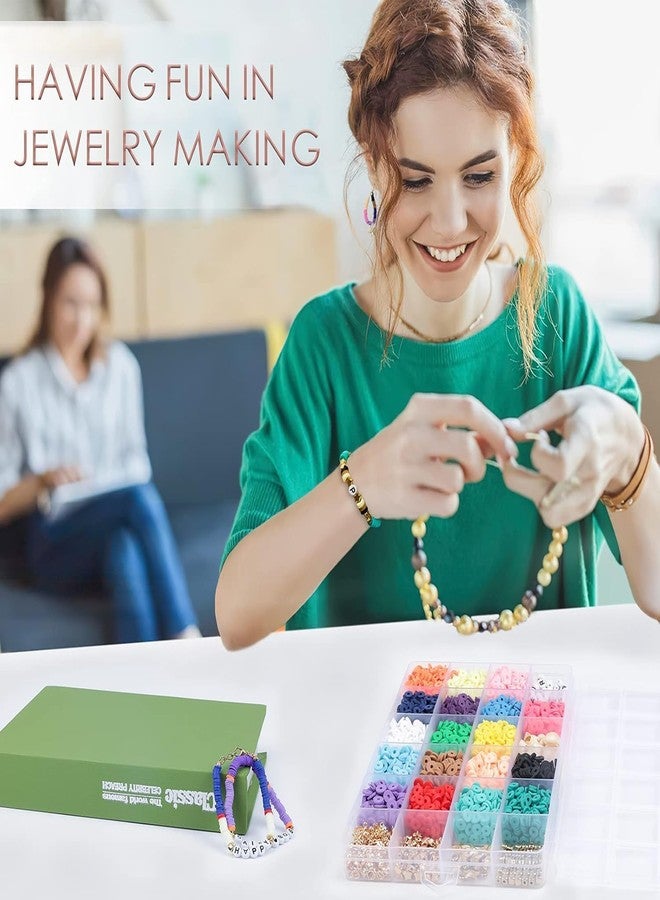 Dodhar Clay Beads - 3636Pcs Round, Spacer & Disc Beads for Jewelry Making - 20 Colors, DIY Clay Heishi Beads Set for Bracelet/Necklace/Earring - Multicolor - Image 3