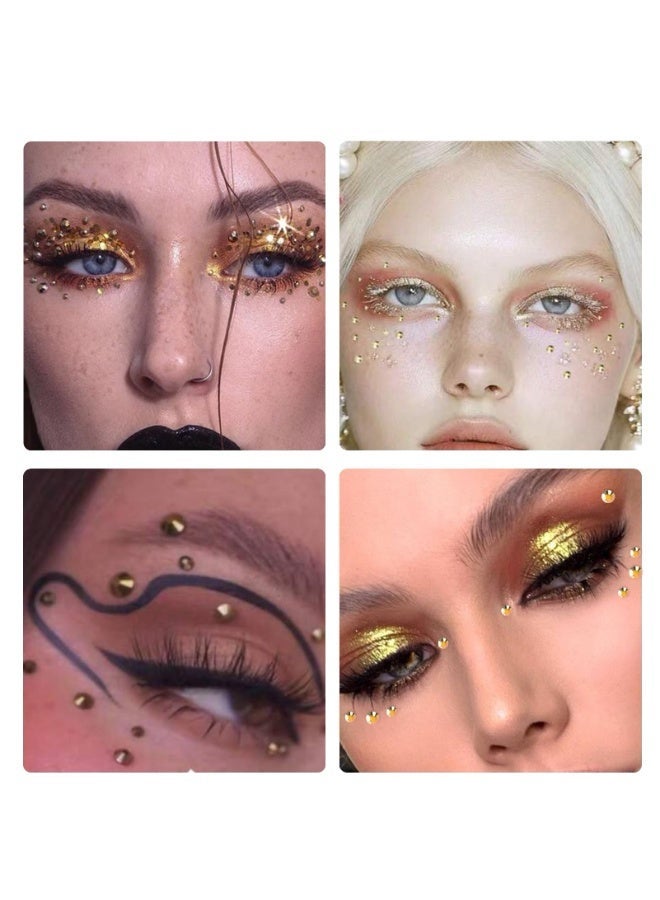 fantasize Gold Face Gems Glitter, 3pcs Stereo Gem Stickers, Hair Gems Rhinestone Stickers for Face, Eye, Makeup, Nail, Body - Image 4
