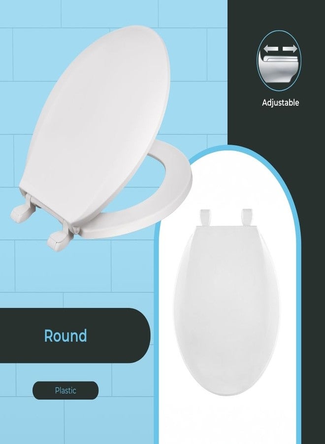 Centoco Round Toilet Seat, Standard Economy Model, Light Weight Residential, Closed Front with Cover, Plastic, Made in the USA, DSAMAZ12-001 White - Image 2