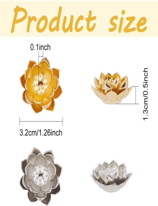 حوامل بخور معدنية 4 قطع، موقد بخور مصغر من سبيكة اللوتس، مبخرة مع جاذب رماد البخور لتزيين المنزل، اليوغا، السبا - Image 1