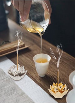 Excefore 4pcs Metal Incense Holders, Mini Lotus Alloy Incense Stick Burner, Incense Censer with Incense Ash Catcher for Home Decor, Yoga, SPA  - Image 4