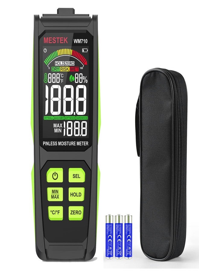 MESTEK Pinless Moisture Meter, MESTEK Wood Moisture Meter Digital Moisture Detector for Lumber Drywall Firewood Masonry Woodworking Plaster Floor Concrete Building with LCD Display Sound Alarm - Image 1