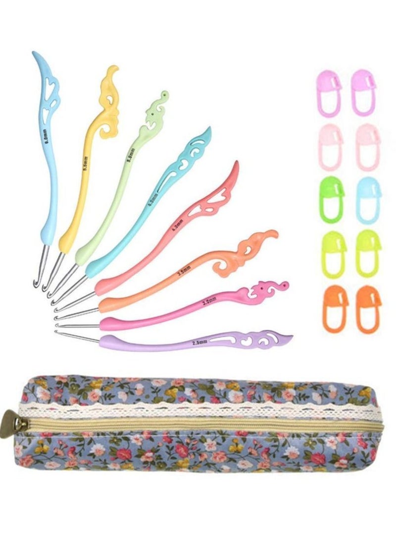 Y&D Crochet Hooks Kit 19 Pieces Knitting Accessories, Different Sizes (2.5mm-6.0mm) Retro Fancy Needles Ergonomic Handle Smooth Needle Set for Socks, Hats and Sweaters  - Image 2