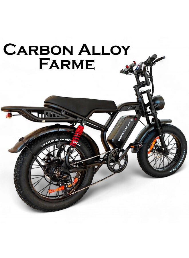 Wind Horse V8 PRO Electric Bike – 750W Gear Hub Motor, 48V 16.6AH Battery, 50KM/H Speed, 45KM Range, 20-Inch Fat Tires, Dual Suspension, Shimano 7-Speed, Carbon Alloy Frame, Dual Disc Brakes  - Image 4