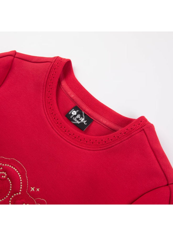 Souhait Waterbaby Children's Sweatshirt Spring New Big Kids Red Casual Pullover Same Style As Mall - Image 4