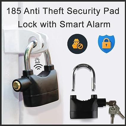 Neellohit Neellohit Heavy Duty Anti Theft System Security Pad Lock with Burglar Smart Alarm Siren Motion Sensor Secure for Home Door gate Cycle Shop Bike Office Shutter Pack Off 1 Black Color  - Image 3