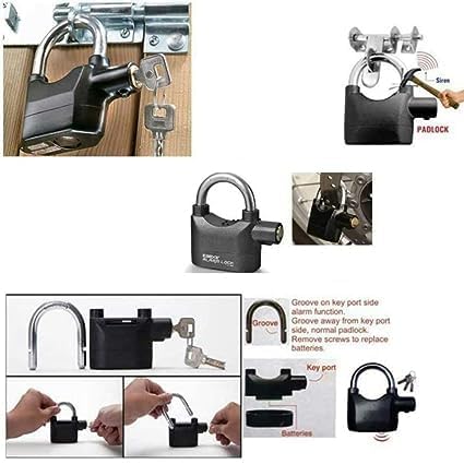 Neellohit Neellohit Heavy Duty Anti Theft System Security Pad Lock with Burglar Smart Alarm Siren Motion Sensor Secure for Home Door gate Cycle Shop Bike Office Shutter Pack Off 1 Black Color  - Image 4