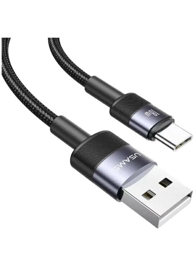 أوسامس كابل شحن من نوع USB-C Usams، طوله 1.2 متر، أسود، بقدرة 18 واط - SJ718USB01 - Image 1