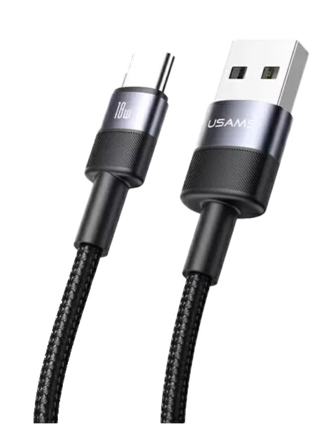 أوسامس كابل شحن من نوع USB-C Usams، طوله 1.2 متر، أسود، بقدرة 18 واط - SJ718USB01 - Image 2