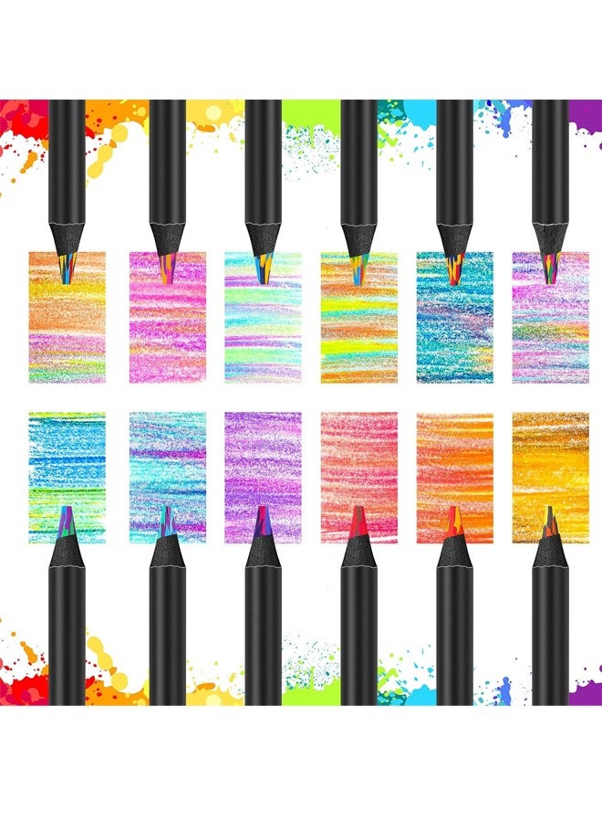 Generic 4 in 1 Black Wooden Rainbow Pencils，12 Colour Pencils for Adult and Child，Classroom School Pencils Cool Gifts Stuff Art Supplies,Party Favors,Goodie Bags Fillers(12 Pcs)  - Image 3