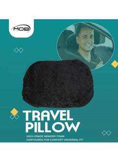 Universal Fit  Car Headrest, Travel Pillow Car Neck Rest High Grade Memory Foam Contoured For Comfort 1 Pcs, MOB Black