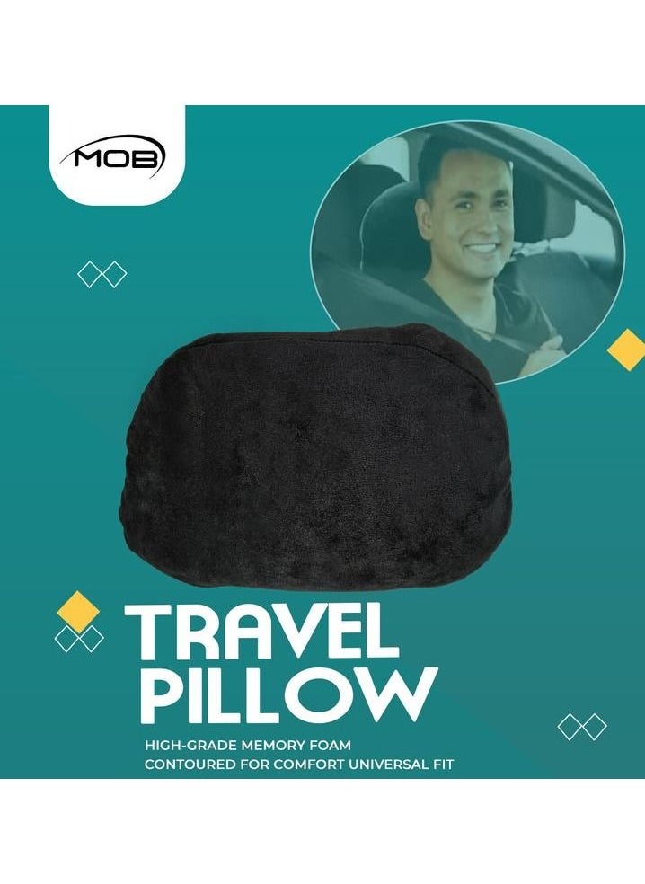 MOB - Universal Fit  Car Headrest, Travel Pillow Car Neck Rest High Grade Memory Foam Contoured For Comfort 1 Pcs, MOB Black - Image 1