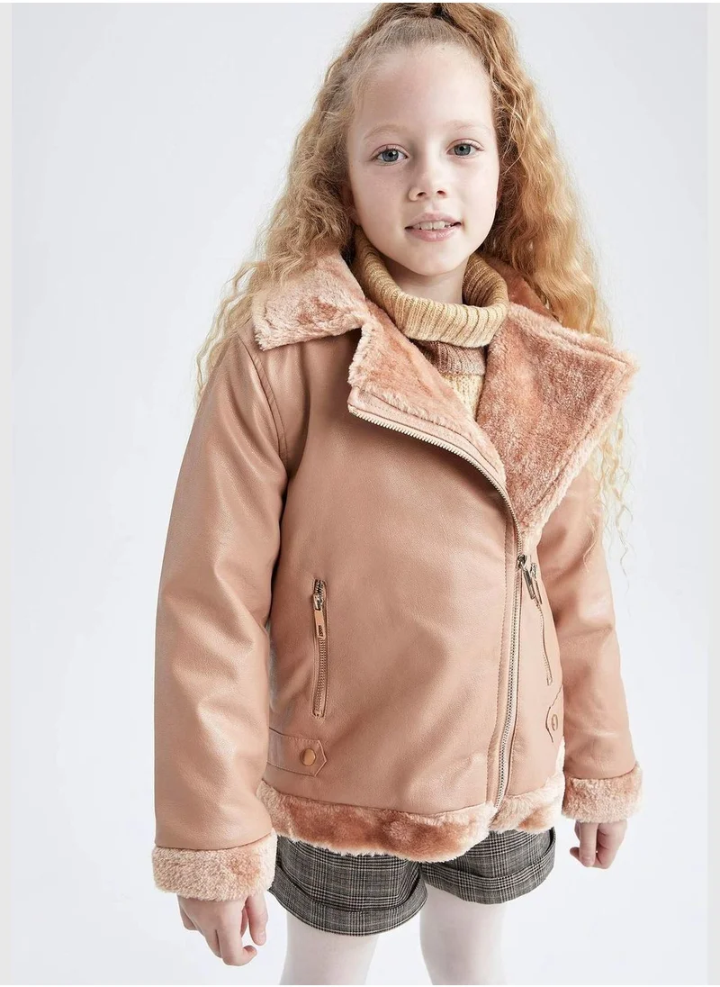DeFacto FauxFur detailed Faux Leather Jacket