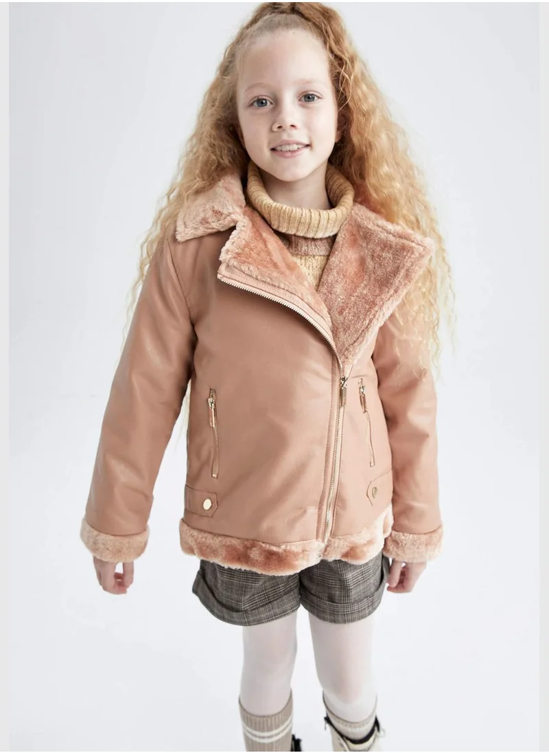 DeFacto FauxFur detailed Faux Leather Jacket