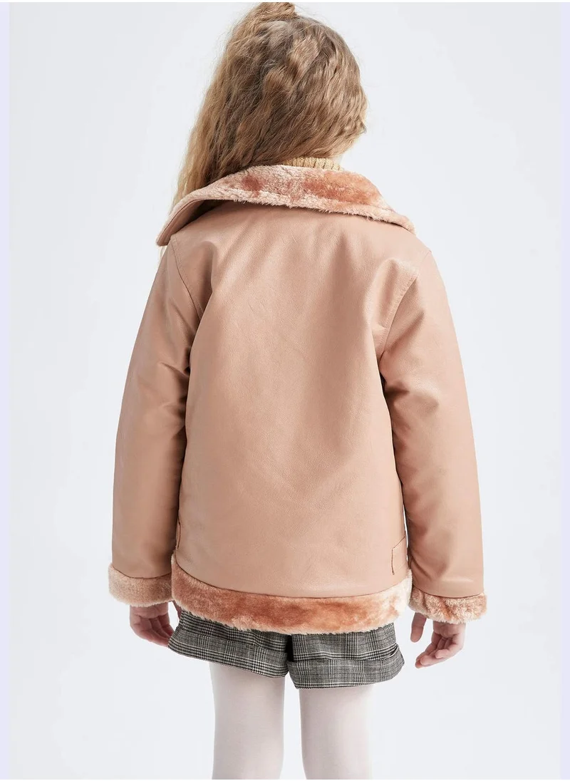 DeFacto FauxFur detailed Faux Leather Jacket