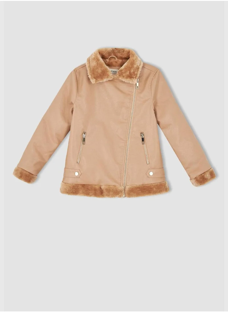 DeFacto FauxFur detailed Faux Leather Jacket