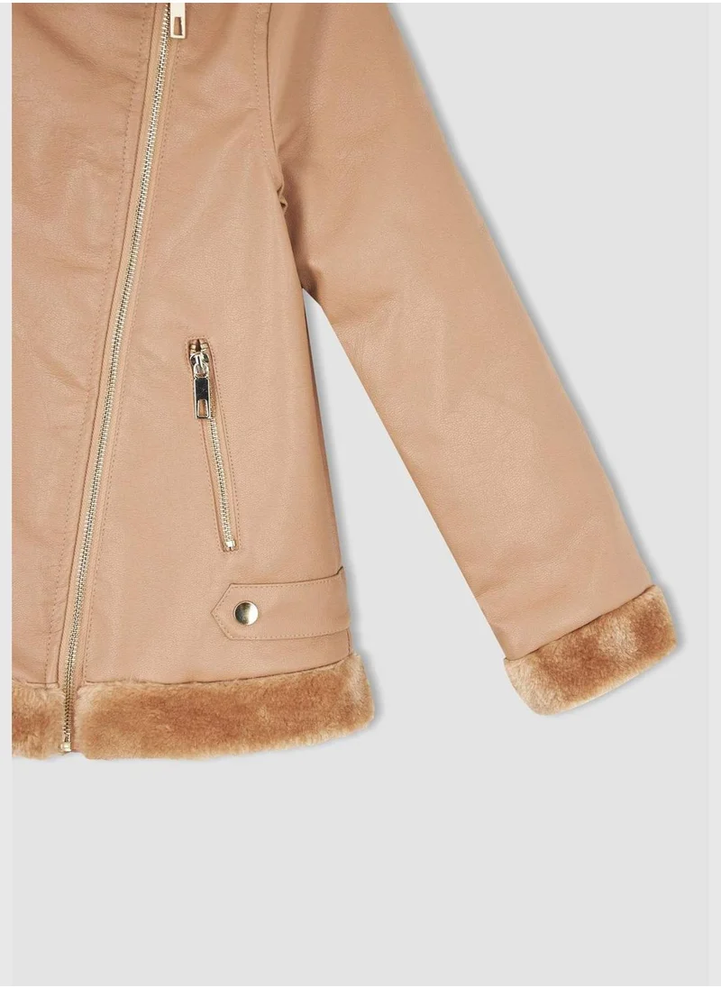 DeFacto FauxFur detailed Faux Leather Jacket