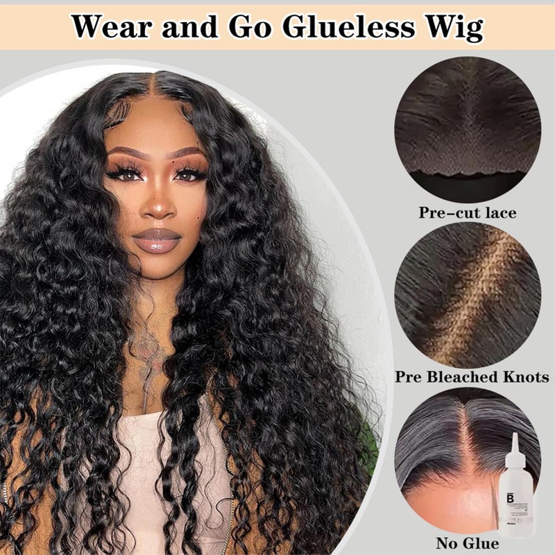 ROYAL IMPRESSION 28 Inch Deep Wave Wear And Go Glueless Wigs Human Hair Pre Plucked Pre Cut 200% Density 5x5 Deep Curly HD Closure Wigs 100% Real Human Hair Wigs No Synthetic Blend Reusable 3X Longer Lifespan - Image 3