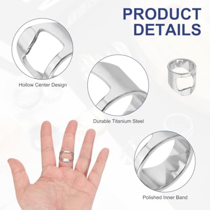 Bottle Opener Rings, Titanium Steel Ring Bottle Cap Opener Creative Finger Thumb Beer Opening Tool for Men Women Party Bar Present Decor Supplies Bartender Tools, Size 8 - Image 3