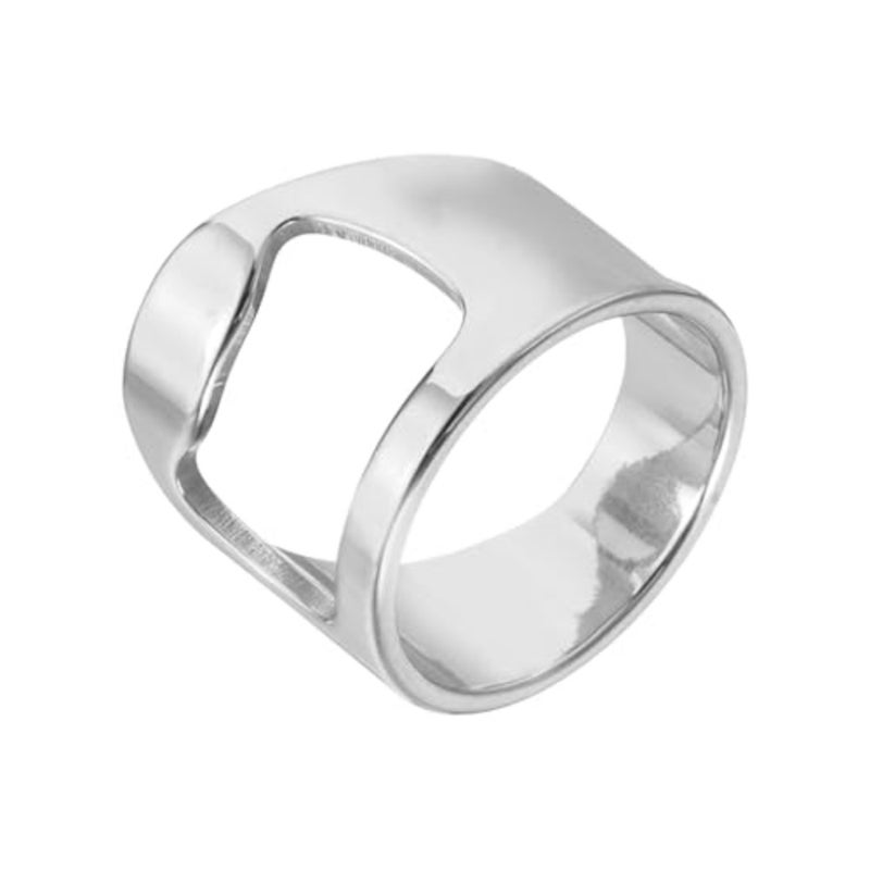 Bottle Opener Rings, Titanium Steel Ring Bottle Cap Opener Creative Finger Thumb Beer Opening Tool for Men Women Party Bar Present Decor Supplies Bartender Tools, Size 8 - Image 1