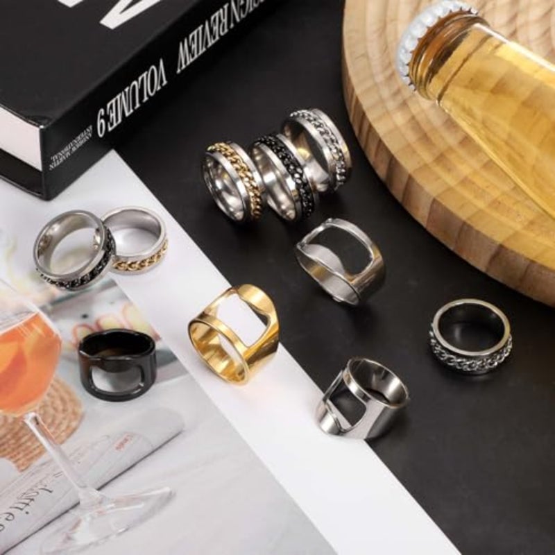 Bottle Opener Rings, Titanium Steel Ring Bottle Cap Opener Creative Finger Thumb Beer Opening Tool for Men Women Party Bar Present Decor Supplies Bartender Tools, Size 8 - Image 4