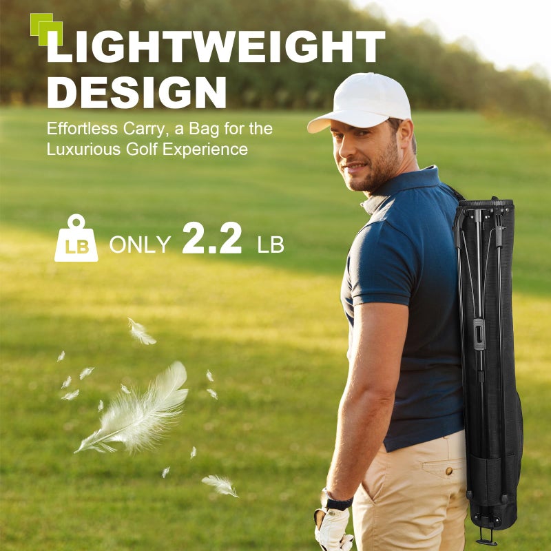 UNIHIMAL Golf Lightweight Stand Carry Bagâ€“ Easy to Carry and Durable Pitch n Putt Golf Bag for The Driving Range, Par 3 and Executive Coursesâ€“31.5 inches Tall (Black) - Image 3