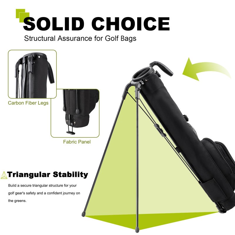 UNIHIMAL Golf Lightweight Stand Carry Bagâ€“ Easy to Carry and Durable Pitch n Putt Golf Bag for The Driving Range, Par 3 and Executive Coursesâ€“31.5 inches Tall (Black) - Image 4