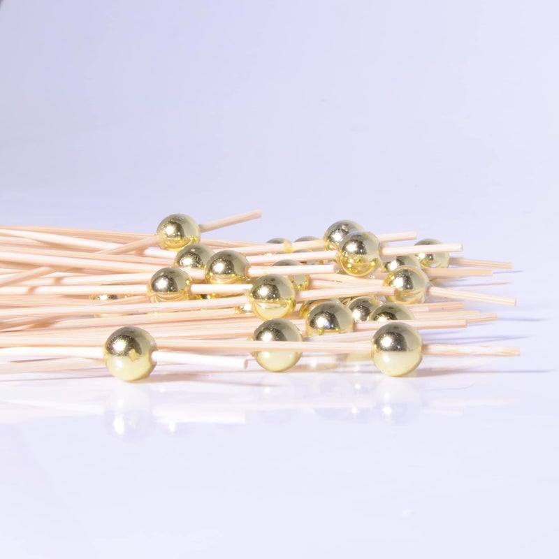 AIPNUN 100PCS Fancy Toothpicks for Appetizers, Gold Cocktail Picks for Party Decoration, Appetizer Skewers for Charcuterie Sandwich Burgers Fruit - 4.7 inch - Image 2